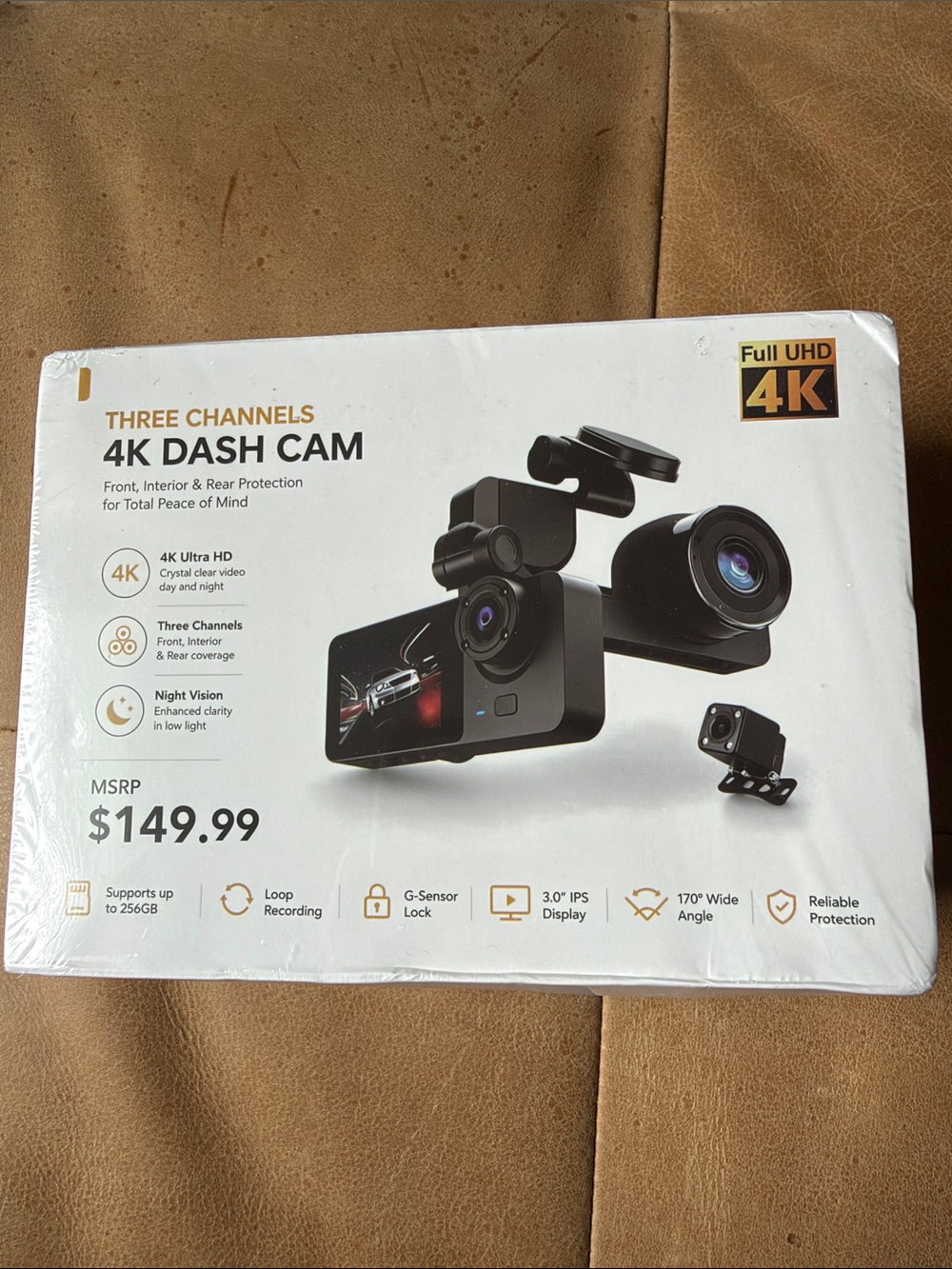 4K Dash Cam Three Channels - Black